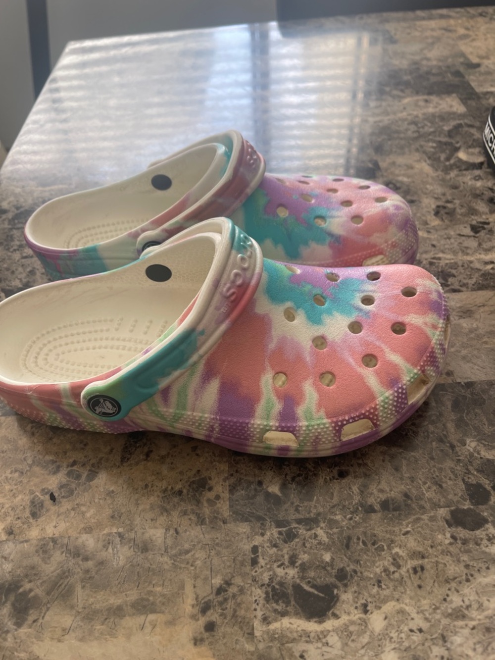 CROCS Tie-Dye Clogs in Pink, Teal & Purple - Picture 2 of 3